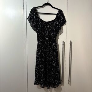 Lane Bryant Black & White Polka Dot Maxi Dress, Plus Size 18/20, Fit & Flare